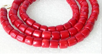 Jew2891 Patiesu garums 10mm kolonnas, sarkanas koraļļu pērles kaklarota 29INCH