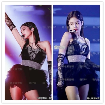 K-pop korejas Sieviešu Koncertu Tērpiem Mežģīnes Veste Acs Svārki Skatuves Kostīmu Džeza Dancewear Dejotājs Slim Bikses Apģērbs, Svētku Apģērbs