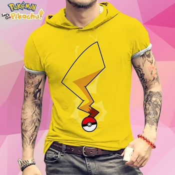 Kapuci Krekls Vīriešu T-Krekls Modes T-krekli Pokemon Pikachu 3XL Essentials T-Krekls Pokemon Hip Hop 2022 Lielgabarīta Streetwear Y2k