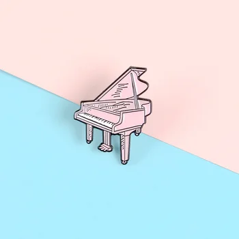 Karikatūra Rozā Klavierēm Emaljas Pin Mūzikas Skaņas Piespraudes Mugursoma Drēbes Pogu Žetons Modes Klavieres Rotaslietas Dāvanu Bērniem Draugiem