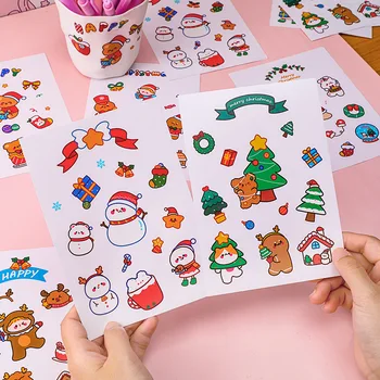 Karikatūra Ziemassvētku Sniegavīrs Uzlīmes Bērnu Ziemassvētku Dekorēšanas Uzlīmes Studentiem DIY Rokas Vērā Materiāla Uzlīmes