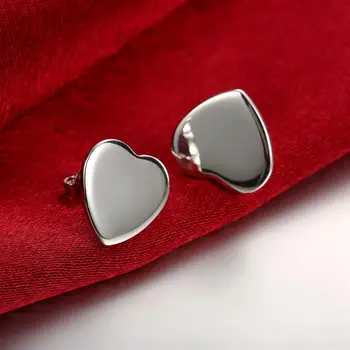 Karstā pārdošanas noble Modes Rotaslietas 925 Sudraba auskaru, lai sieviete romantiskas sirds kniedes, auskari puse kāzu Dāvanas