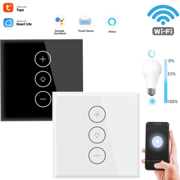 KARSTĀ WIFI Smart APP Tālvadības Sensors LED Reostats, Apgaismojuma Slēdzis ar apgaismojuma regulēšanu, Sienas Touch Reostats Stikla Panelis Modulis Tālvadības ES slēdžu