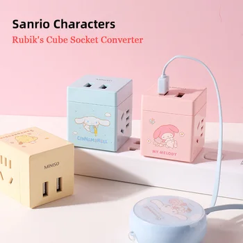 Kawaii Sanrio Manu Melodiju Portatīvo Cube Converter Kontaktligzda USB Lādētāji Adapteri Ceļošanas 6 Porti Ligzda pagarinātāji, Ceļojumu Kontaktligzdu, Kontaktdakšu
