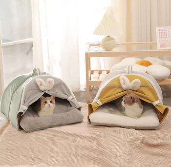 Kaķu pakaiši telts kaķēns kaķis mājā ir četri gadalaiki vispārējā pet cat house gudrs trusis, kaķis gultā, kaķis ziemā silts pet piegādēm