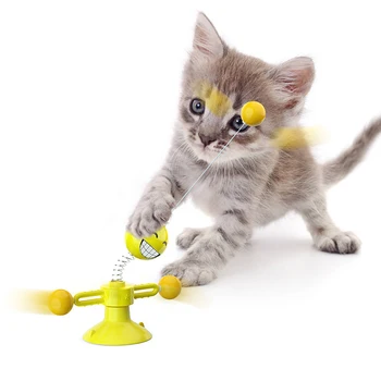 Kaķu Rotaļlieta Diska Iesūkšanas Pavasara Kaķis Rotaļlietas Pet Vējdzirnavas Kaķu Spalvu Zizli Puzzle Funny Interaktīvu Mācību Kaķiem