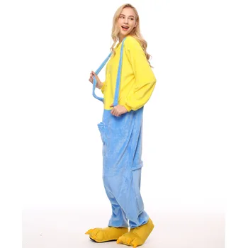 Kigurumi Zilā Pidžamas Kabatas Pieaugušo Dzīvnieku Onesies Sievietēm, Vīriešiem Pāris Ziemas Kigurumi Sleepwear Flaneļa Pijamas Pyjama