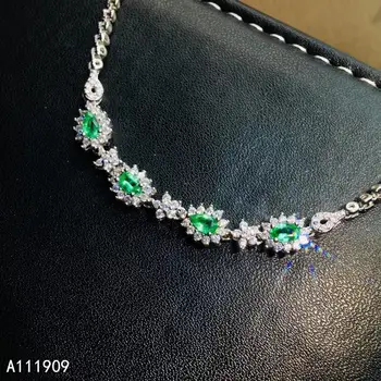 KJJEAXCMY boutique rotaslietas 925 sterling sudraba inkrustēts Dabas emerald dāmas aproce atbalstu atklātu grezns izsmalcinātu