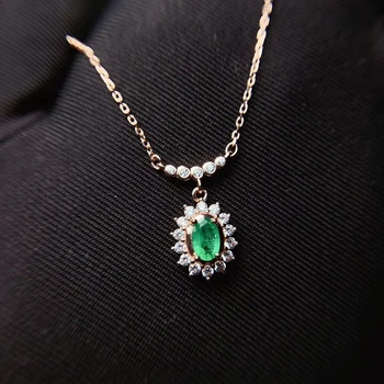 klasiskās zaļās dabas emerald collarbone kaklarota sievietēm sudraba kulons smalkas rotaslietas sertificēts ovāls dabas gem dzimšanas dienas dāvana
