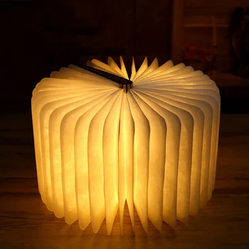 Koka Grāmatu Lampas LED Portatīvie Locīšanas Nakts Gaisma USB Uzlādējams Mini Galda Deg Guļamistaba Rotā Bērnu Radošās Dāvanu
