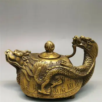 Kolekcijas Ķīniešu Izsmalcinātu brass Hand-made pūķis bruņurupucis tējkanna vīna pot