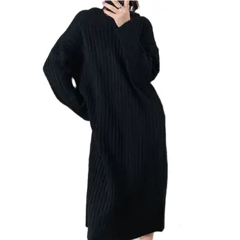 Korejas Modes Džemperi Jaunu Sieviešu Apģērbu 2022. Gada rudens/Ziemas Siltā Kvalitātes Slim Trikotāžas Kleita Novājēšanu Džemperis Gara Kleita Sievietēm