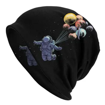 Kosmosa Ceļojumu Astronauts Drukāt Sunīti Cepuri Hip Hop Āra Skullies Beanies Cepures Vīriešiem, Sievietēm, Adīšanas Cepures Silts Divējāda lietojuma Klp
