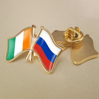 Kotdivuāra un krievijas Federācijas Šķērsoja Dubulto Draudzība Karogi Atloks Pins Broša Nozīmītes