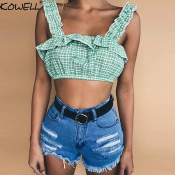 Kowell Jaunu 2018 Sieviešu Salds Gadījuma Pleds Šifona T Krekls Sieviešu Camis Bez Piedurknēm Zaudēt Top Modes Dāmas Streetwear Augšu