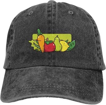 Labākā Pārdošanas Daži Augļi un Dārzeņi ir Veselīga uztura Melna Beisbola Kovboju Cepures Regulējams Unisex Džinsa auduma Cepures, Āra Sporta