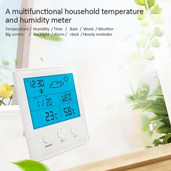 LCD Digitālais Temperatūras un Mitruma Mērītājs Laika Stacija Prognoze Iekštelpu un Āra Temperatūras, Mitruma Sensoru, Laika Atlikt Pulkstenis