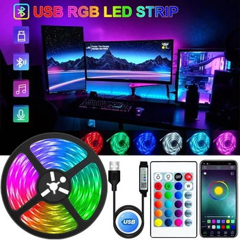 LED Strip Gaismas USB Bluetooth RGB 5V LED RGB Gaismas Elastīgs LED Lukturis Lentes Lentes RGB TV Darbvirsmas Ekrāna BackLight Diožu Lenti.