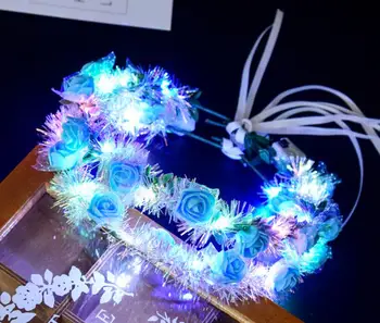 Led Ziedu Vainags vainags zelta zīda krāsains galvas LED gaismas lentas rotangpalmas pasaku galvassegu Festivāls Kāzu Dekori