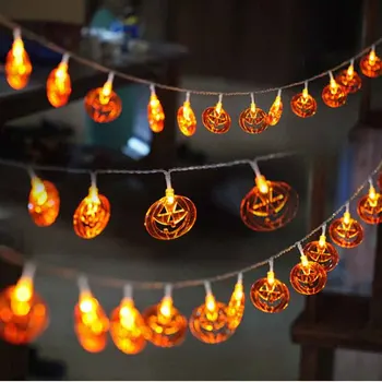LED Ķirbju Laternu Halloween Brīvdienu Gaismas Stīgu Gaismas Māju Pusi Vainags Gaiši Apdare 1.2 M