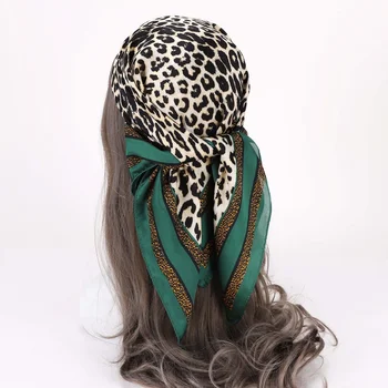 Leopards Drukāt Lakatiņu Sieviešu Hijab Šalle Modes Kakla Lakati Sieviešu 70*70CM Nelielu Kvadrātveida Šalles Galvas Matu Šallēm 2022