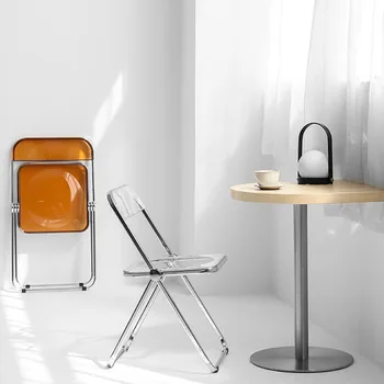 Locīšanas Ēdamistabas Krēsli Modes Caurspīdīga Akrila Ēdamistabas Krēsli Atpūtas Salons Silla Plegable Virtuves Mēbeles CC50CY