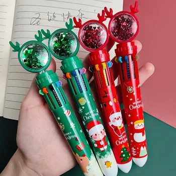 Lodīšu Pildspalvas Cute Skolas Piederumi 10 Krāsas Radošumu Ziemassvētku Kancelejas Preces, Eļļas, Pildspalvas Nospiediet Krāsainas Pildspalvas Xmas Dāvanas Bērniem
