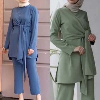 Lugentolo Modes Islāma Musulmaņu Apģērbu Komplekti, Mīksti Topi un Bikses Vērtnes Vasaras Jauno Musulmaņu Sieviešu Kostīmi