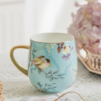 Luksusa Kaula Porcelāna Krūze Rozā, Zilā Keramikas Ūdens Kafijas Tasi Piena Dzeršanas Tazas Tējas Dzeršanas Sākuma Drinkware Dāvanu