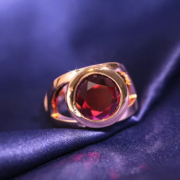 Luksusa Liels Granātābols Red Zircon Gredzenu Sievietēm Sudraba Plāksnes Kāzu Crystal Rose Zelta Krāsā Saderināšanās Dāvanu Modes Rotaslietas