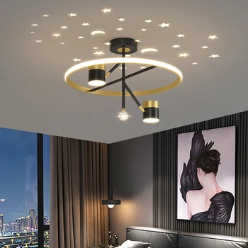 Lustras Gaismas Black Zvaigžņotās Debesis ir Dzīvojamā Istaba, Guļamistaba, Ēdamistaba, Mājas iekštelpu Dekori 2022 jaunu, Modernu LED Griestu Lampas Armatūra