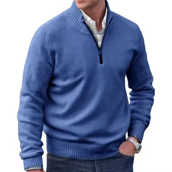 Līdz 2023. gada Pavasarī, Rudenī Jaunu Vīriešu Džemperis Trikotāžas Krekls ar garām Piedurknēm Rāvējslēdzēja Apkakli Streetwear Gadījuma augstu uzrullētu apkakli Vilnas Jaka