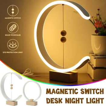 Magnētiskās LED Galda Lampa 25cm Guļamistaba, Apaļa Galda Lampas Regulējamas Gultas Lampa Round Nakts Gaisma Apdarei: Dzīvojamā Istaba