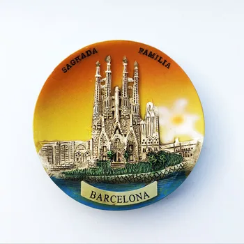 Magnētiskās ledusskapja magnēts, Barselona, Spānija orientieris, Sagrada Familia tūrisma suvenīru apdare kuģiem, ledusskapis magnēts