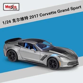 Maisto 1:24 Chevrolet 2017. Gada Corvette Grand Sport Sacīkšu Automašīnas Durvis atvērtas Riteņiem, grozāms Augstas Simulācijas Transportlīdzekļa Lējumiem B568