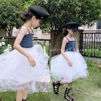 Meiteņu Drēbes, Uzstādīt Džinsi, Krekls un Balta Tutu Svārki Komplekti Toddler Meitene Atdzist Nosaka Vasaras Tērpiem Modes Komplekti, Meiteņu Drēbes