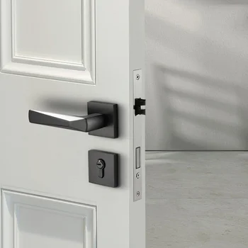 Melnā durvju slēdzenes, dalīts durvis, klusa durvju slēdzenes, cinka sakausējums, iekštelpu durvju slēdzenes, rokturi, slēdzene, magnētisko skaņas absorbcija, klusums atslēga,
