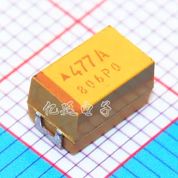 Mikroshēmu tantala kondensatori 477A 470UF 10V E tipa 7343H 2917 dzeltena polar žults kondensatori