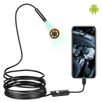 Mini Endoskopu Fotokameras Ūdensdrošs Endoskopu, Ūdensnecaurlaidīgs Regulējamās Vads 6 LED 7mm Android Tips-C USB Automašīnas Pārbaudes Kameras