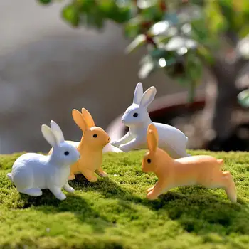 Miniatūras Trušu Lieldienu Zaķis Dzīvnieku Statuetes Sveķu Amatniecības Mini Bunny Mājas Kūka Dekorēšanas Piederumi Biroja Galda Pasaku Dārzs