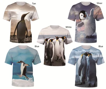 Modes Dzīvnieku Penguin 3D Drukāšanas Īsām piedurknēm T-krekls Vasaras Vīriešiem un Sievietēm Interesanta Tendence Gadījuma T-krekls XS-5XL