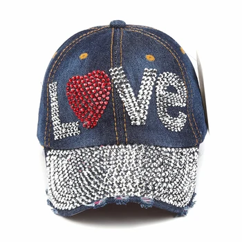 Modes Jaunas Džinsa Vintage beisbola cepurītes labas kvalitātes rhinestone klp Hip Hop Caps mīlestības vēstuli snapback cepures vīriešiem un sievietēm