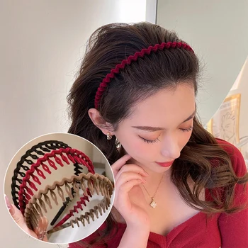 Modes Korejas Neslīdoša Flocking Hairbands Vintage Elastīgās Matu Stīpas, Lentes Ap Galvu Stiprināmas Sievietēm, Meitenēm, Matu Piederumus, Galvassegas