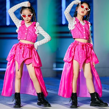 Modes Skatēs Liecina, Drēbes Meitenēm Ielu Deju Valkāt Uzvalku Vizuļi Hip Hop Deju Kostīms Bērniem Džeza Dejotājs Apģērbs VDB5178