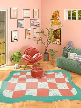 Mākslas Režģu Paklāju Gultas Segu, Profilēta Ins Stila Meitene Grīdas Paklājs Bērnu istabai Lasījumā Jomā Karikatūra Plīša