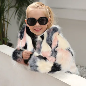 Mākslīgās Kažokādas Mazulim Meitene Jaka Ziemas Modes Bērni Virsdrēbes Leopard Bērnu Mēteļi Āra Bieza Toddler Bērnu Virsdrēbes Apģērbi