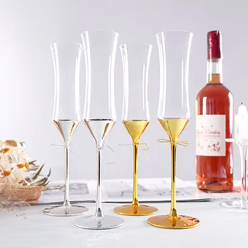 Mīlestības mezglu Šampanieša Kauss-to-Cup Dāvanu Kāzu Kristāla Stikla Kausa Dāvanu rokā-to-Roku Vīna Komplekts