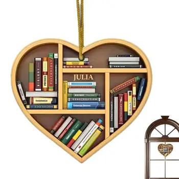 Mīļotājiem Sirds Rotājumu Personalizētu Bibliotēkas Plaukta Sirds Rotājumu Plaukts Grāmatām Bibliotēkas Grāmatu Tārps Lasījumā Ziemassvētku Rotājumi