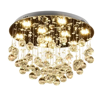Mūsdienu Modes Romantiska Apļveida K9 Crystal LED Griestu Lampu DIY Home Deco Ēdamistaba Nerūsējošā Tērauda Griestu Apgaismes Armatūra