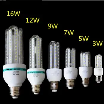 NEW augstas spilgti SMD 2835 LED kukurūzas spuldzes gaismas lampas 3W 5W 7W 9W 12W 16W 24W 30W 36W AC85-265V E27 CE, ROHS silts balts